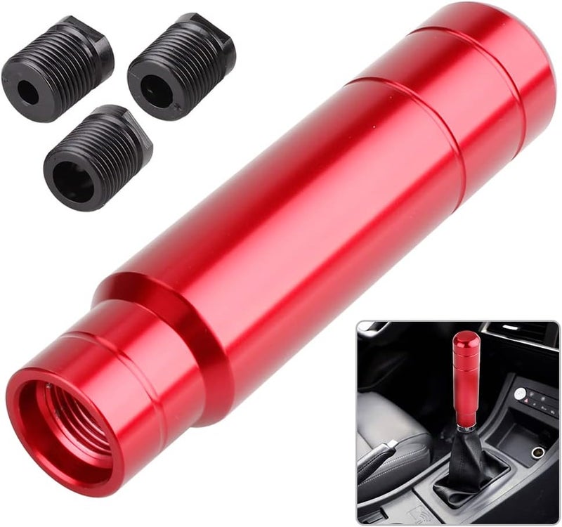 BARTOO Aluminum Alloy Heavy Weighted Shifter Knob, 5" Auto Gear Shift Knob, Car Gear Lever Stick Shifter Handle,with 3 Threaded Adapters M8 M10 M12,Fit Most Automatic Manual Vehicle(Red) - Image 1